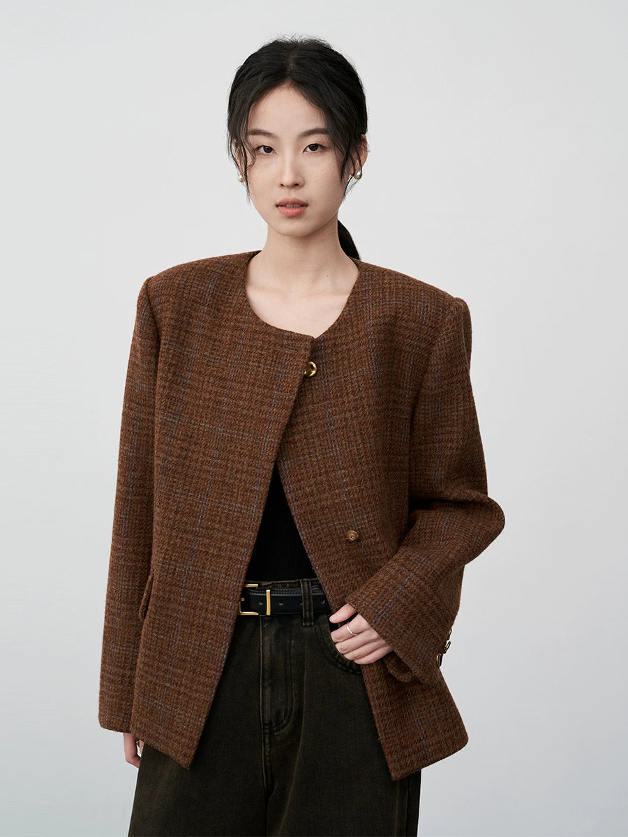 [Special Price] Wool French Small Fragrant Jacket Short High-end Old Money Style Retro Woven Wool Top