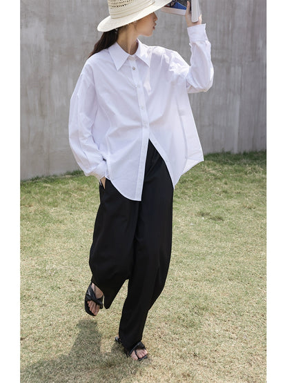 [Oferta por tiempo limitado] Pantalones CAREMIND con colgante de cintura alta y cobertura de cadera, color rábano, holgados, de primavera, de color liso para mujer 