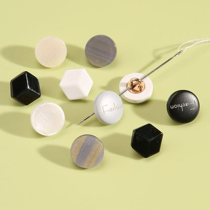 3331★  Round high-end men's and women's white shirt decorative button cardigan shirt cuffs neckline versatile button chiffon buttons