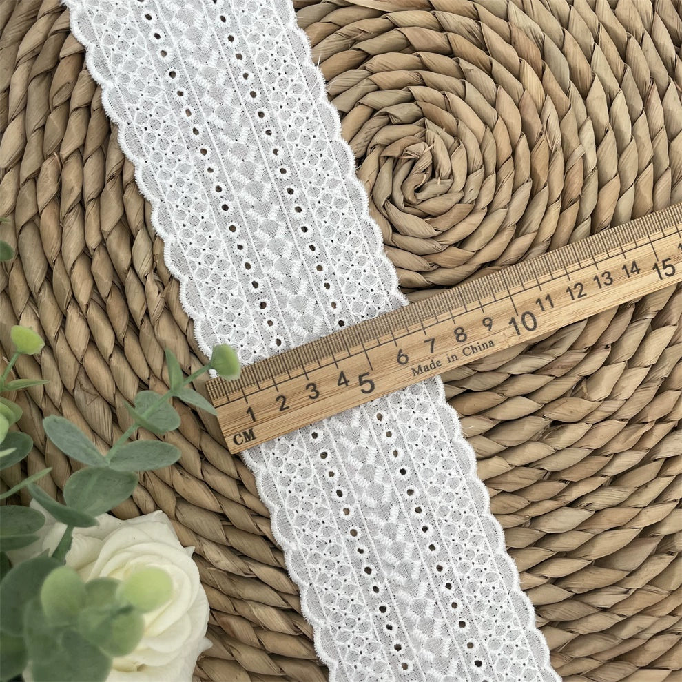 3803 Ropa de bebé de encaje bordado con borde de algodón retro de alta calidad, empalme de cuello de falda, accesorios de empalme de cortinas para el hogar