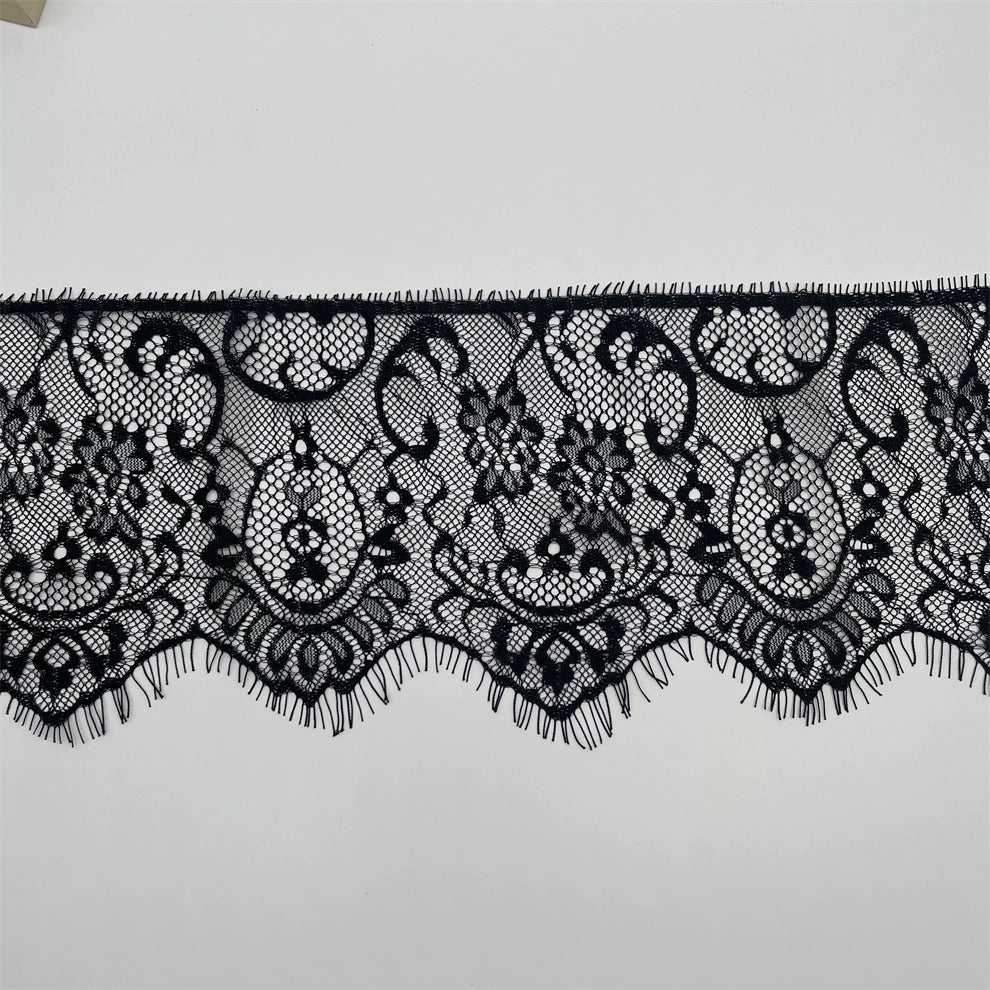 3753 Ancho 14CM Encaje de tul unilateral con pestañas, material de empalme decorativo para ropa de cama, vestido de novia