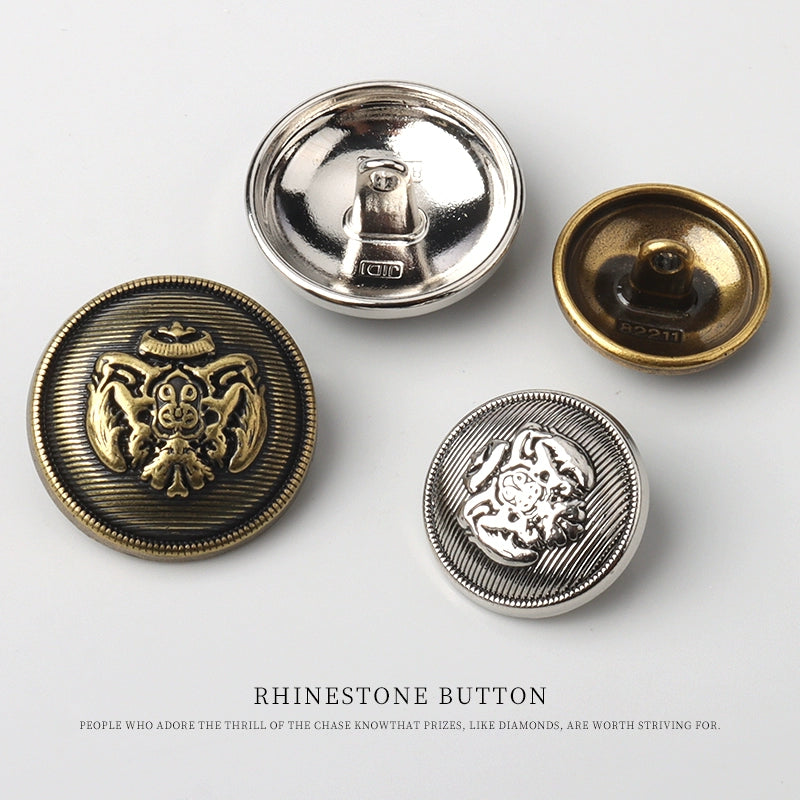 3253★  High-end button men's and women's trench coats, versatile suit coats, ancient silver buttons, retro bronze metal buttons