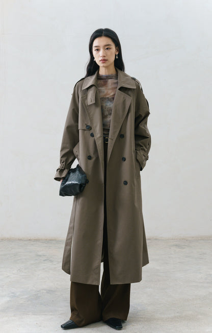 CAREMIND original nouveau trench coat femme coréenne moyenne et longue conception chic manteau haut de gamme manteau automne et hiver