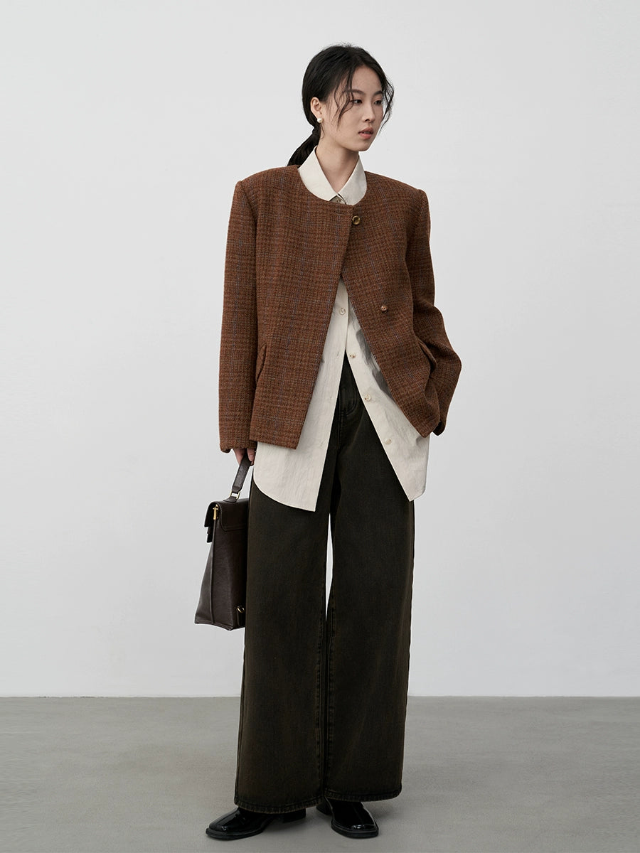 [Special Price] Wool French Small Fragrant Jacket Short High-end Old Money Style Retro Woven Wool Top