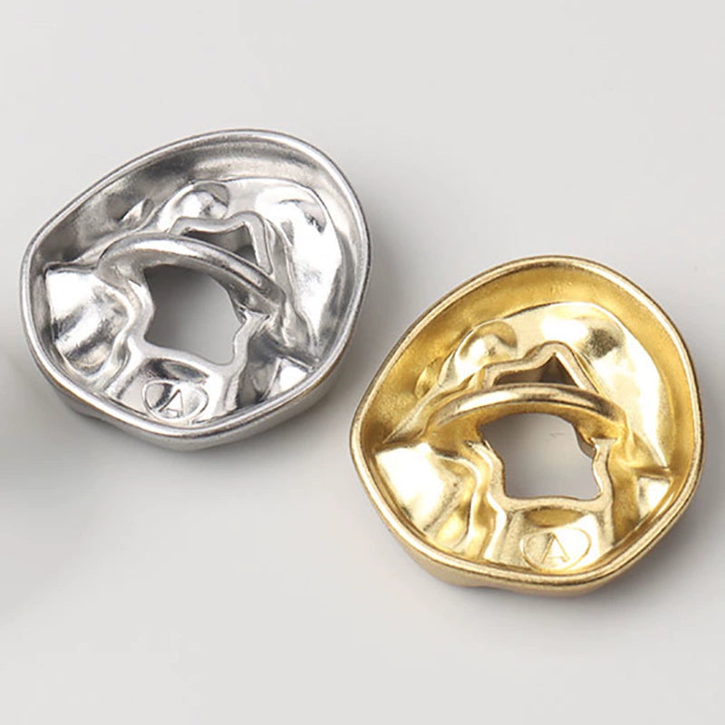 3261★  Irregular metal hollow buttons Versatile coat trench coat gold buttons blazer top silver buttons