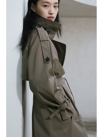 CAREMIND original nouveau trench coat femme coréenne moyenne et longue conception chic manteau haut de gamme manteau automne et hiver