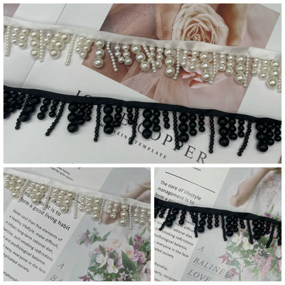 Accesorios de encaje de perlas de alta calidad de 3689 cm de ancho, con flecos, hechos a mano, para decoración de ropa, pequeños accesorios fragantes, falda DIY