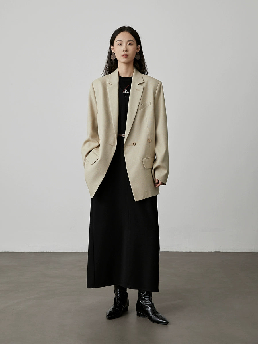 Chaqueta CAREMIND de color albaricoque de primera calidad, versión coreana, primavera y otoño 2024, traje pequeño informal de alta calidad de seda morera 