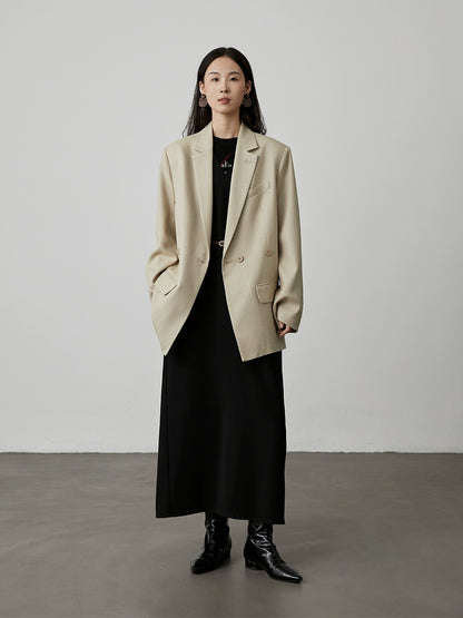 Chaqueta CAREMIND de color albaricoque de primera calidad, versión coreana, primavera y otoño 2024, traje pequeño informal de alta calidad de seda morera 