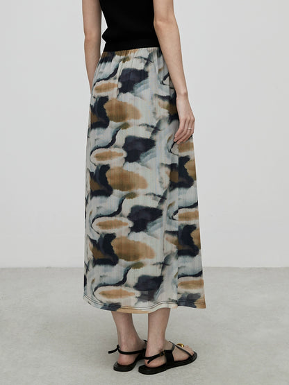 [Falda de montaña lejana] Falda de color de temperamento de alta gama CAREMIND Falda de manchas irregulares de estilo nacional nuevo para mujer 