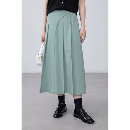 [Oferta especial por tiempo limitado] Falda plisada de cintura alta con diseño elegante, falda larga que cubre la cadera con personaje A para mujer 