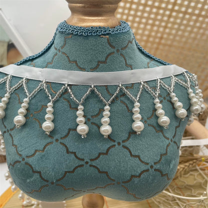 3693 Encaje con flecos y cuentas hecho a mano, colgante de calabaza con perlas Hanfu, accesorios para ropa cheongsam, correas para cortinas de cuentas DIY