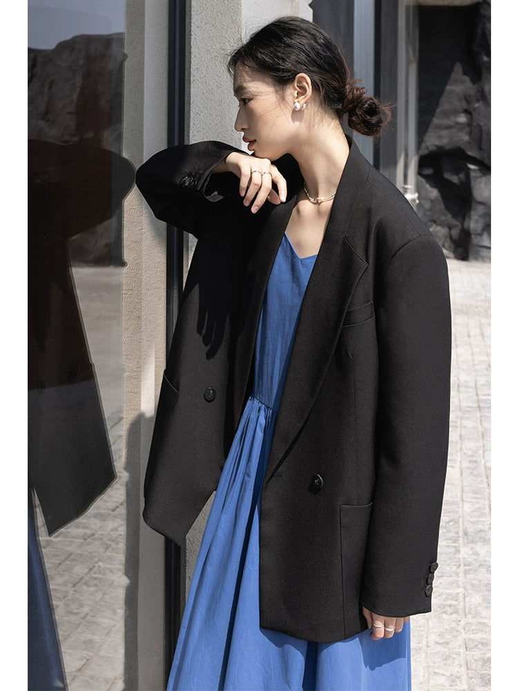 CAREMIND [Doublure vanille] Blazer blanc original et simple pour l'automne, nouveau costume haut