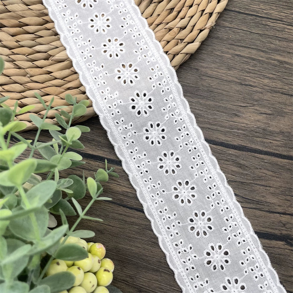 3803 Ropa de bebé de encaje bordado con borde de algodón retro de alta calidad, empalme de cuello de falda, accesorios de empalme de cortinas para el hogar