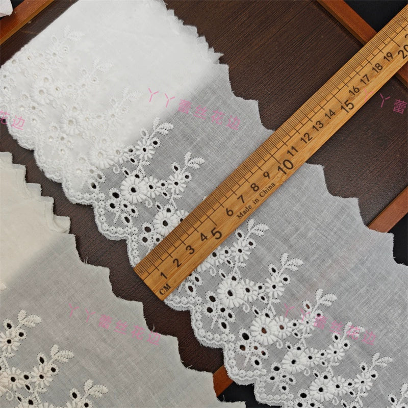 Accesorios de encaje bordado de algodón de 11 cm de ancho, hechos a mano, para faldas, escotes, cortinas, ropa de cama, materiales de decoración, 3782