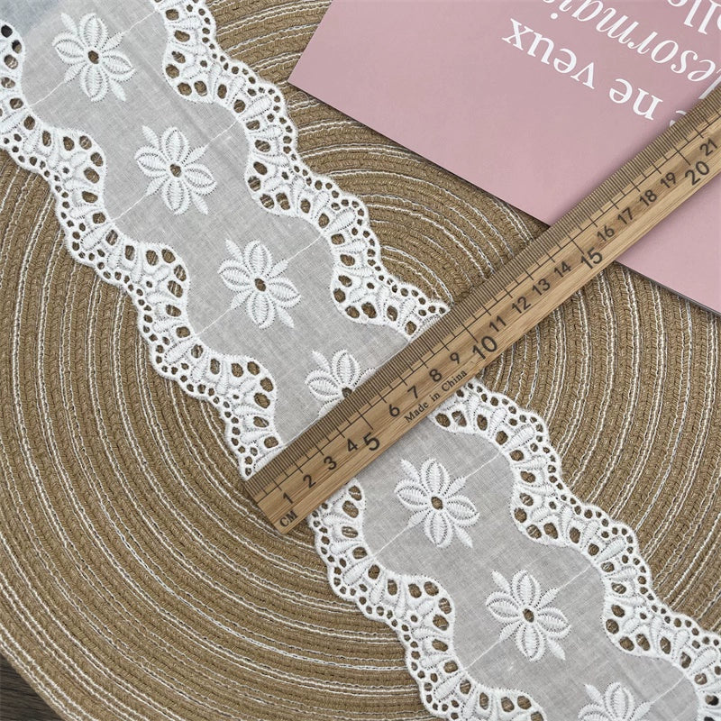 3792 Exquisita y asequible falda bordada de algodón blanco, encaje, cortinas hechas a mano, accesorios de ropa, materiales de costura.