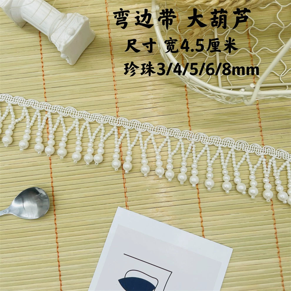 3727 Una variedad de cuentas, encaje con flecos, accesorios colgantes de calabaza de perla Hanfu, accesorios de ropa de falda, correas de cortina de cuentas de bricolaje