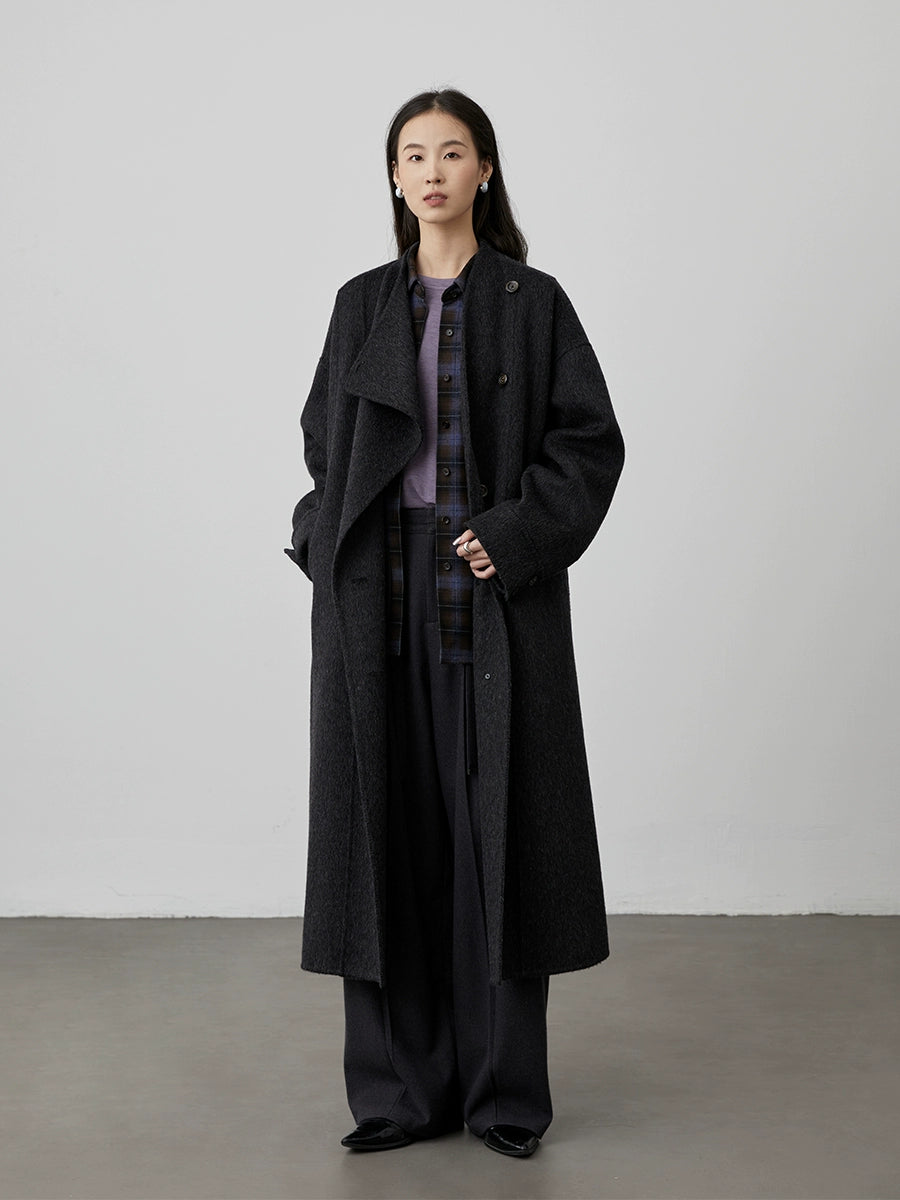 [Camisa gris] CAREMIND Camisa a cuadros azul café elegante original Chaqueta superior versátil e informal de otoño 