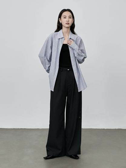 Pantalones de traje gris oscuro con diseño de cintura elegante de CAREMIND, pantalones casuales holgados y rectos para niños 