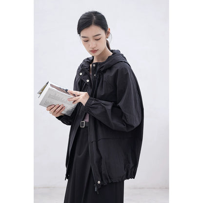 [Oferta por tiempo limitado] Chaqueta con capucha y cordón suelto CAREMIND, nueva chaqueta informal holgada de manga larga para mujer 