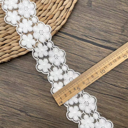 3815 Exquisito encaje blanco soluble en agua, malla bordada, accesorios de encaje bilateral, materiales hechos a mano para bricolaje, cinturón de encaje decorativo