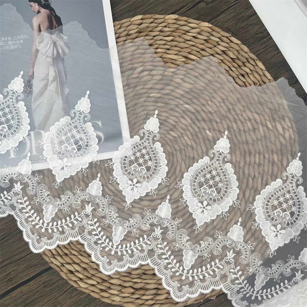 Accesorios de encaje blanco de alta calidad, 3830 cm de ancho, hechos a mano, para ropa, tela decorativa, cortina, malla de encaje, 30 cm de ancho