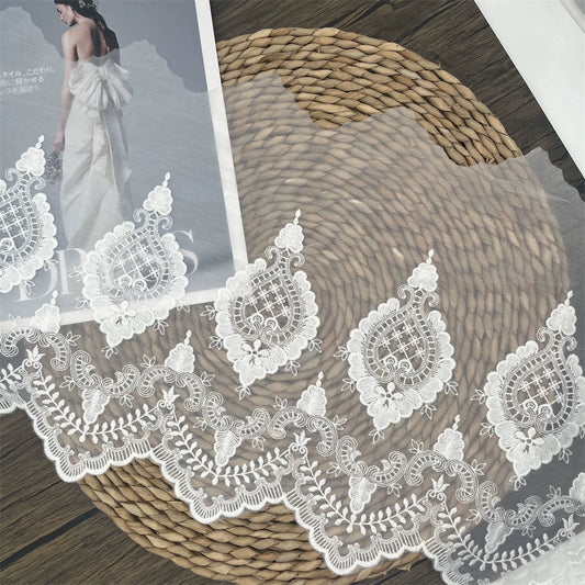 Accesorios de encaje blanco de alta calidad, 3830 cm de ancho, hechos a mano, para ropa, tela decorativa, cortina, malla de encaje, 30 cm de ancho