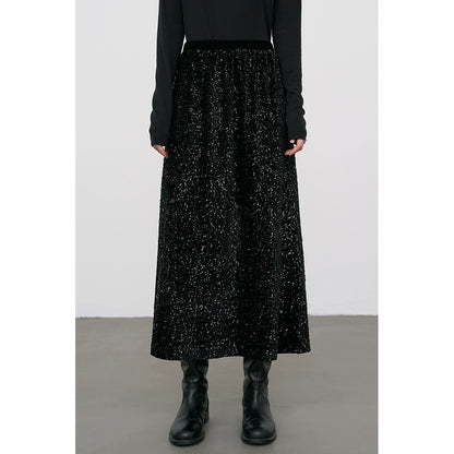 [Oferta especial por tiempo limitado] Falda de lentejuelas negras con temperamento súper atmosférico, falda ajustada con cintura alta y colgante 