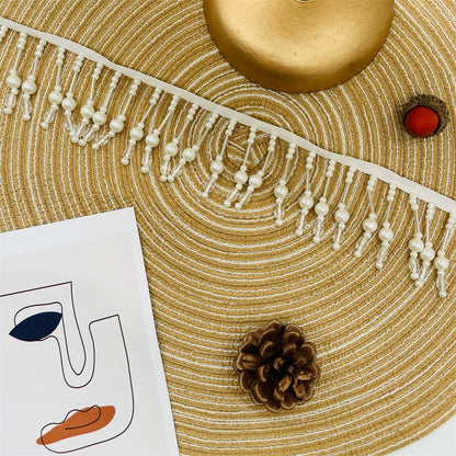 3698 Nuevo, encaje con flecos de perlas hecho a mano, para ropa, textiles para el hogar, cortina DIY, lámpara de escritorio, encaje decorativo