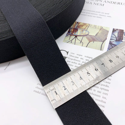 3869 1-3,8 cm banda elástica de nailon puro engrosada de gamuza negra, accesorios de alta elasticidad, cinturilla deportiva de yoga, cuerda de goma