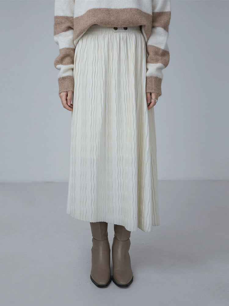 [Oferta por tiempo limitado] Primavera que se balancea como el agua con suavidad, falda de terciopelo con corte oblicuo y pliegues, falda plisada 