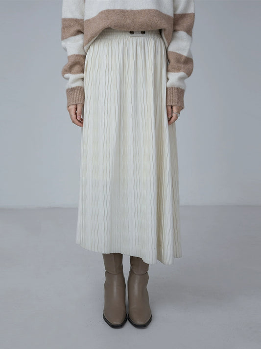 [Oferta por tiempo limitado] Primavera que se balancea como el agua con suavidad, falda de terciopelo con corte oblicuo y pliegues, falda plisada 