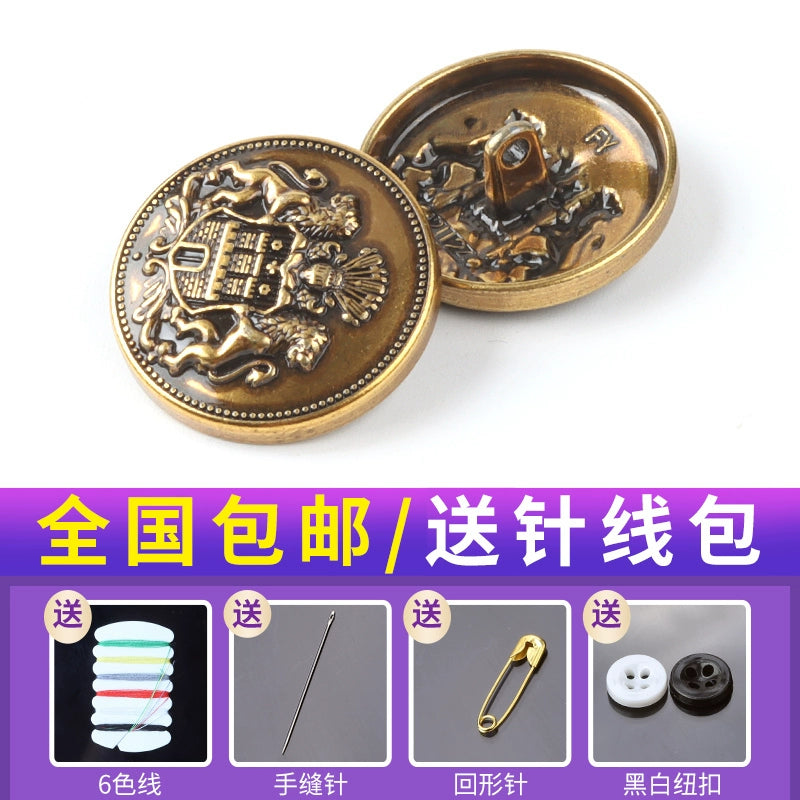 3452★ Botones dorados vintage, tops de alta gama para hombres y mujeres, abrigos de lana, abrigos, botones de metal, botones redondos versátiles para ropa