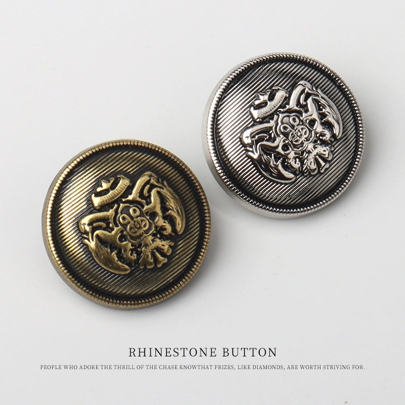 3253★  High-end button men's and women's trench coats, versatile suit coats, ancient silver buttons, retro bronze metal buttons