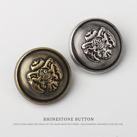 3253★  High-end button men's and women's trench coats, versatile suit coats, ancient silver buttons, retro bronze metal buttons