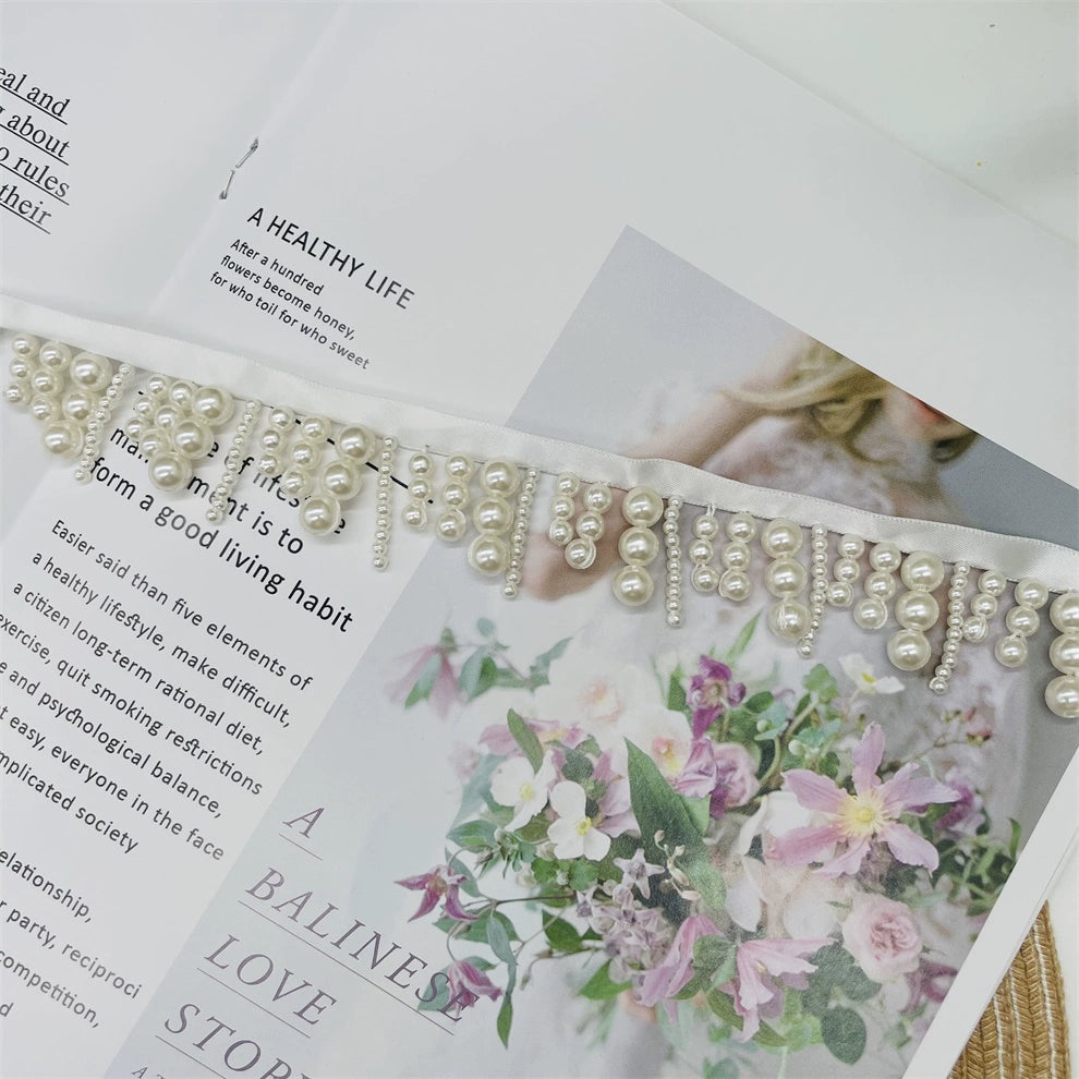 Accesorios de encaje de perlas de alta calidad de 3689 cm de ancho, con flecos, hechos a mano, para decoración de ropa, pequeños accesorios fragantes, falda DIY