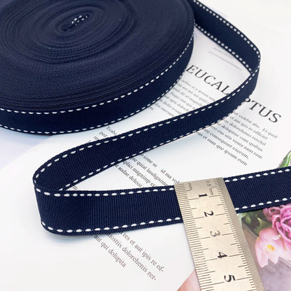 3858 Punto 0,7 cm-2,5 cm cinta jacquard azul marino cinta de punto de salto blanca ribete en el borde lateral tira de presión accesorios