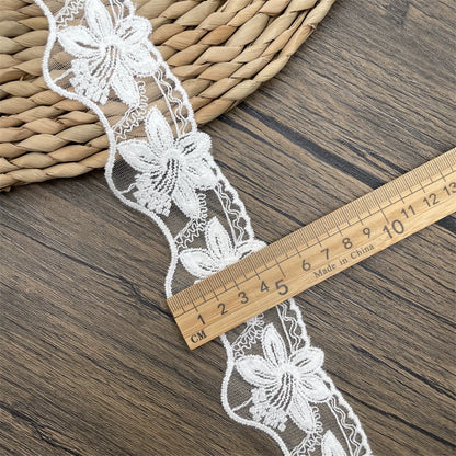 3815 Exquisito encaje blanco soluble en agua, malla bordada, accesorios de encaje bilateral, materiales hechos a mano para bricolaje, cinturón de encaje decorativo