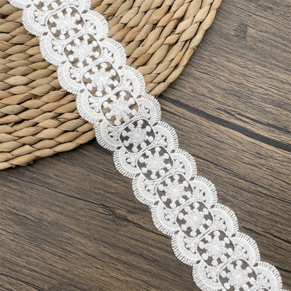 3815 Exquisito encaje blanco soluble en agua, malla bordada, accesorios de encaje bilateral, materiales hechos a mano para bricolaje, cinturón de encaje decorativo