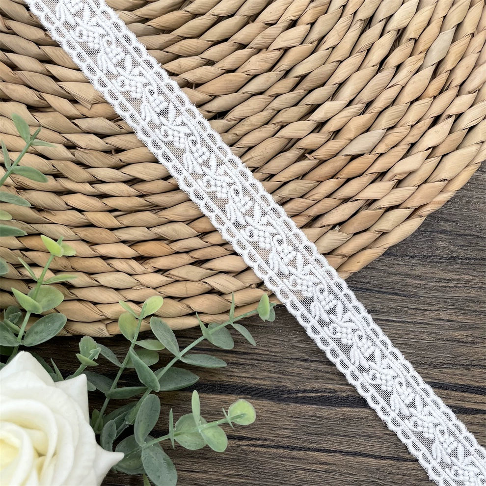 3813 Exportación de accesorios de encaje bordado de hilo de algodón de malla bilateral, material de costura a mano DIY, encaje con decoración