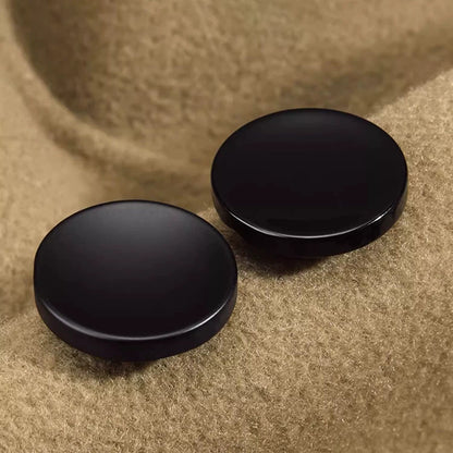 3454★ Botones redondos negros de alta gama para abrigo de cachemira, suéter, chaqueta de lana, ropa de mujer versátil, botones decorativos de resina