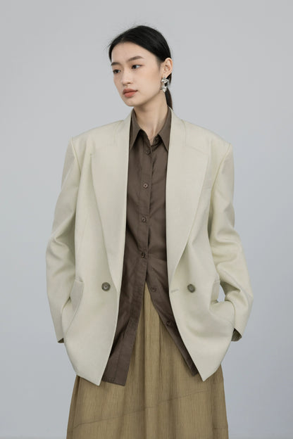 CAREMIND [Doublure vanille] Blazer blanc original et simple pour l'automne, nouveau costume haut