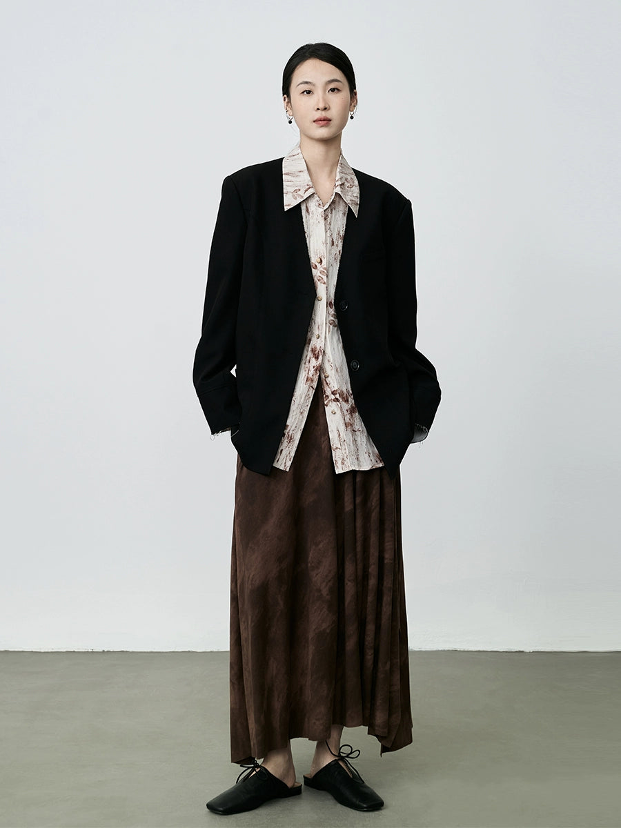 Camisa con pintura de tinta CAREMIND estilo nacional con manchas, manga larga, chaqueta superior de seda ligera para mujer estilo Hong Kong, marea 