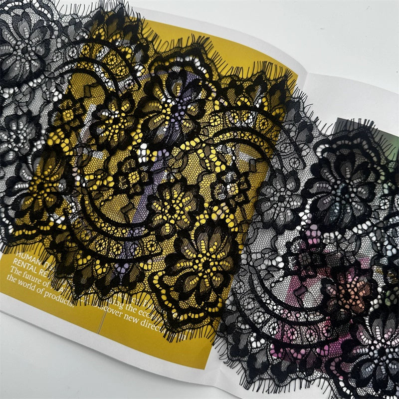 3747 Malla de 23 cm de ancho, pestañas, encaje, accesorios de ropa para muñecas hechos a mano, vestidos, cortinas de boda, materiales