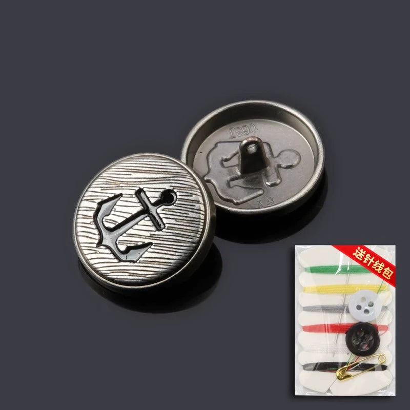 3429★ Botones de abrigo retro de metal plateado antiguo, ropa, abrigo pequeño, botón Nizi, accesorios, botones superiores redondos versátiles