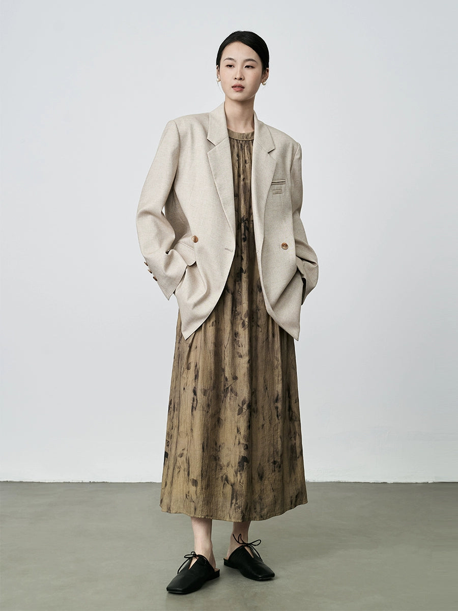 [Nuevo producto] Chaqueta de mujer con silueta de hombros anchos en color albaricoque de CAREMIND, diseño de alta gama, traje de nicho superior 