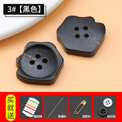 3416★  Black resin button top women's trench coat coat high-end buttons men's clothes suit pants button accessories