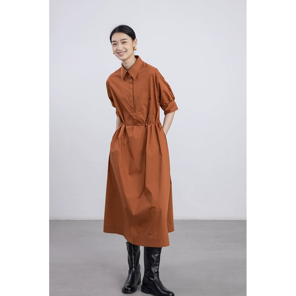 [Herramientas japonesas] El cuerpo en forma de pera de CAREMIND es ligeramente gordo, usa un vestido de cuello polo, un vestido mediano y largo de cercanías 