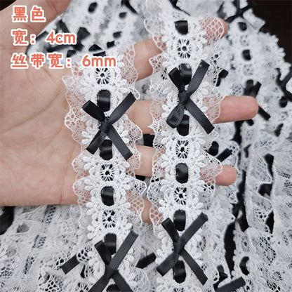 Cinturón de lolita plisado con lazo de encaje de 4 cm de ancho, 3549★, para manualidades, accesorios de encaje, bolsa para ropa, materiales hechos a mano