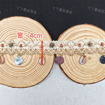 3712 Cuentas hechas a mano, cintas de algodón y lino, cuentas de madera y piedra, accesorios de encaje, materiales de decoración para cortinas étnicas bohemias